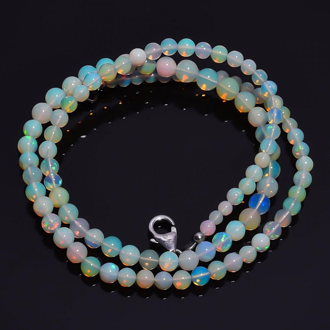 Natural Ethiopian Opal Plain Round Beads Necklace (1 of 5)