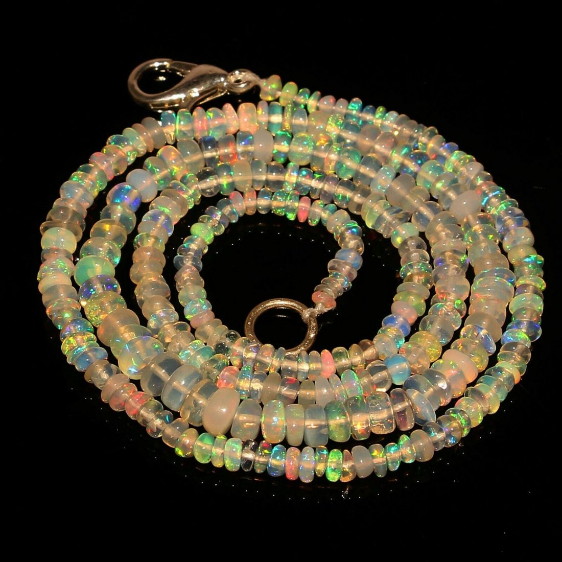 Natural Ethiopian Fire Opal Beads Necklace 24.10 Cts (1 of 3)