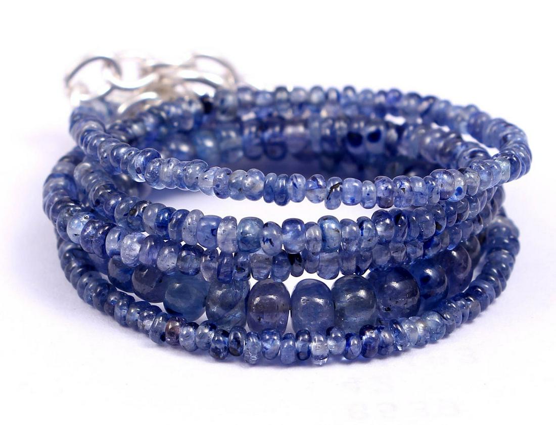 Natural Blue Sapphire Rondelle Beaded Necklace (1 of 2)