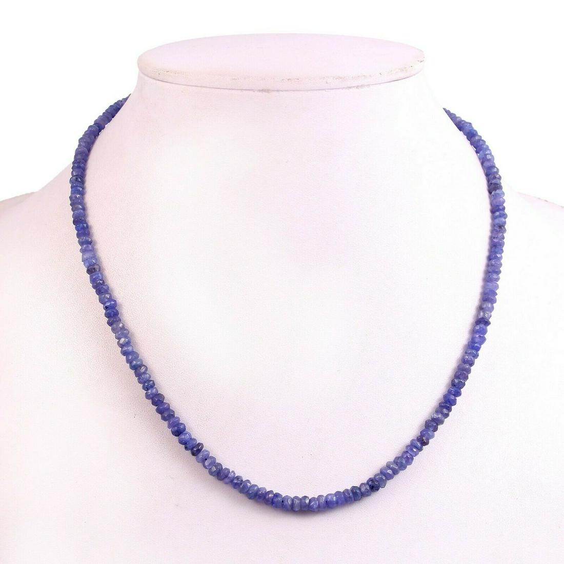 Natural Tanzanite Necklace 18'' Inch 3-4 mm 67.70 CT: Natural/Lab-Created: Natural Treatment: None (No Enhancement)Transparency: TranslucentShape: Bead Country of Origin: Tanzania, United Republic ofCountry/Region of Manufacture: India Color: BlueCut Gra