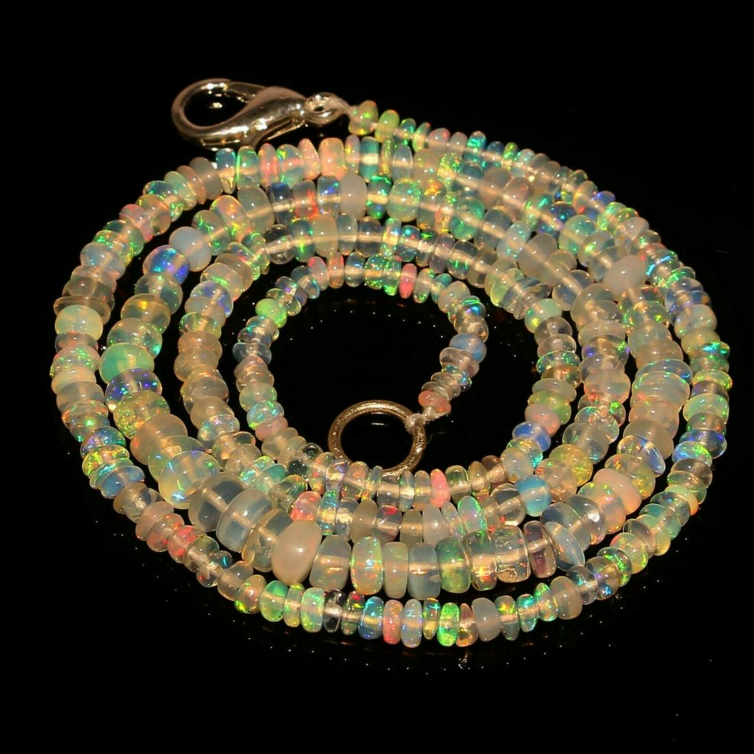 Natural Ethiopian Fire Opal Beads Necklace 24.10 Cts (1 of 3)