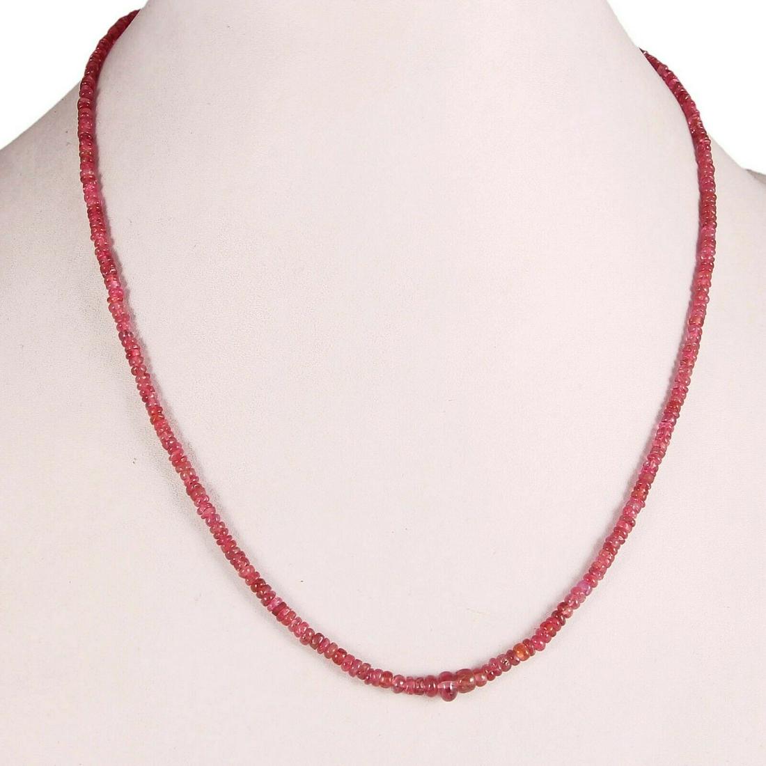 Natural Burma Spinel Necklace Rondelle 18 Inch 5-2 MM: Natural/Lab-Created: Natural Cut Grade: ExcellentTransparency: Translucent Treatment: None (No Enhancement)Shape: BeadVariety/Type: Red Country of Origin: BURMACountry/Region of Manufacture: India Col