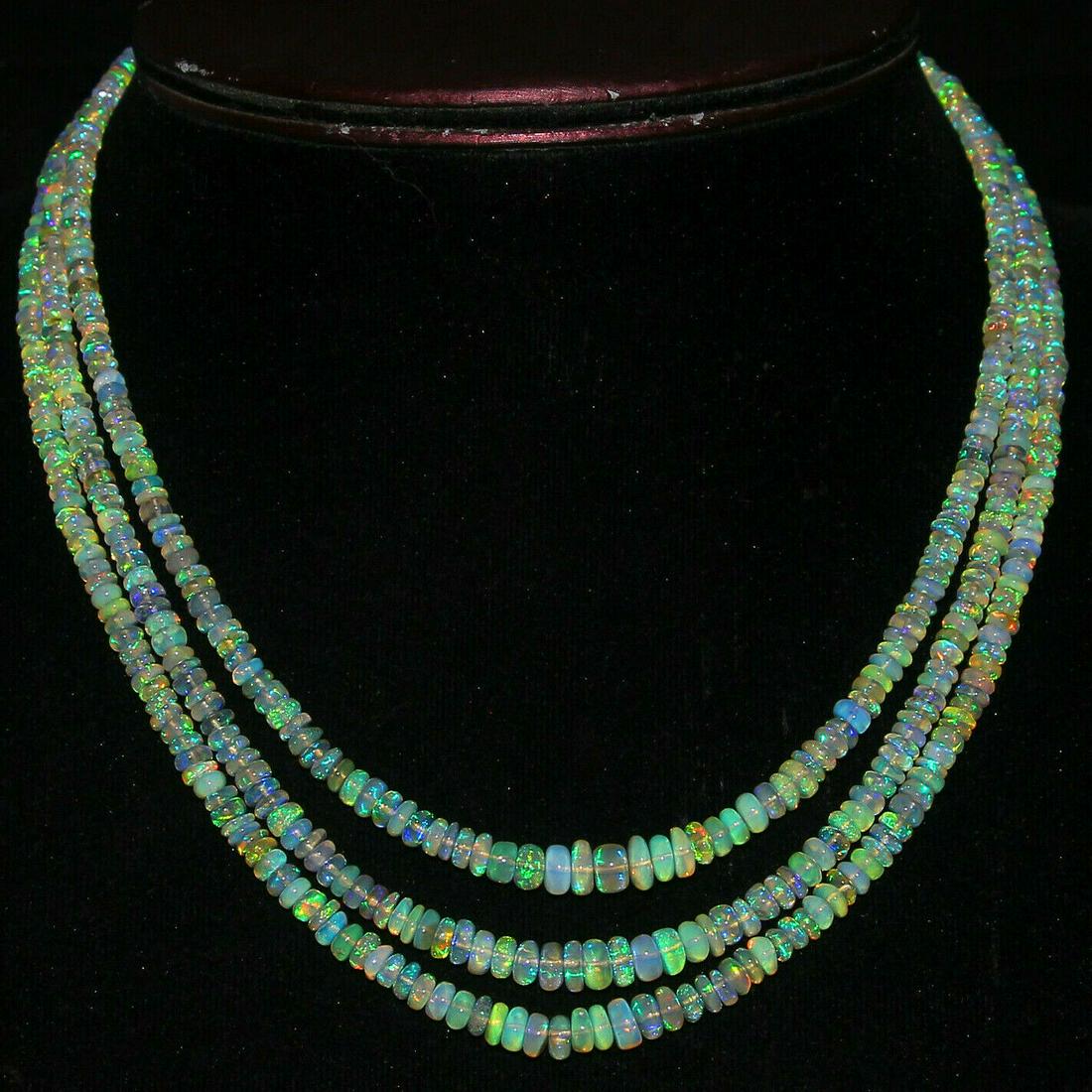 3 Strand Natural Ethiopian Welo fire Opal Necklace (1 of 3)