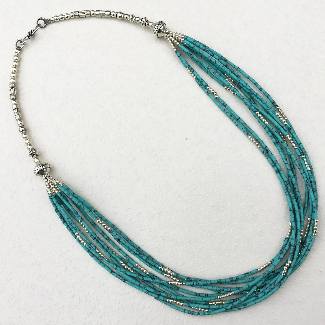 Tibetan Turquoise Multi Strand Handmade Necklace (1 of 2)