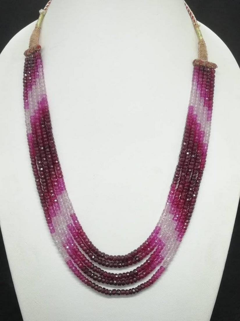 Natural Ruby Shaded Faceted Beads Necklace 16" (1 of 5)