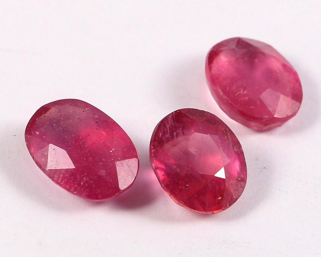 Natural Ruby Oval Cut Gem Lot 3 Pcs Natural 11.70 Cts (1 of 3)