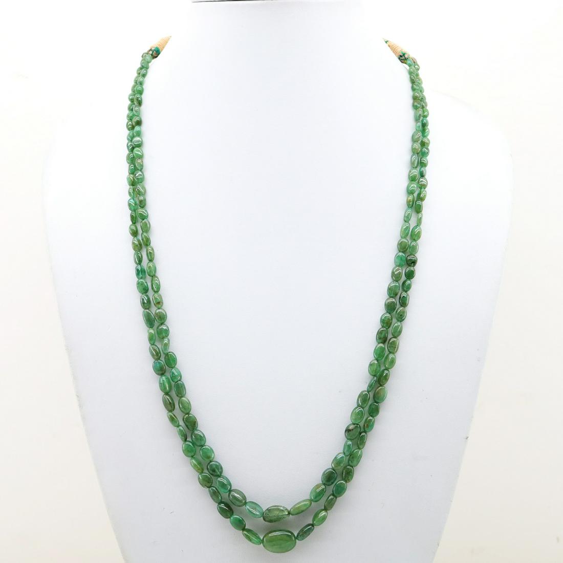 Natural Zambian Emerald 2 Line Necklace (1 of 7)