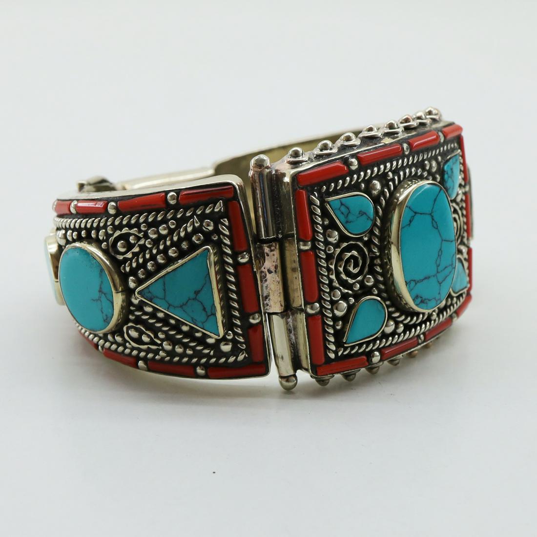 Natural Turquoise Hand-Carved Choker Bangle (1 of 4)