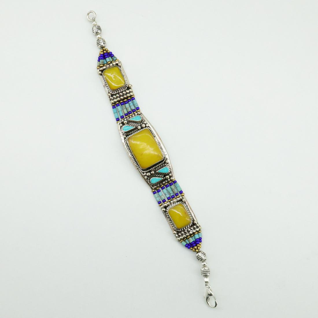 New Arrival - Turquoise & Amber Ethnic Bracelet (1 of 2)