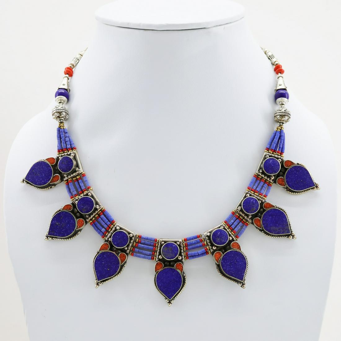 Tibetan Lapis & Coral Handmade Beautiful Necklace (1 of 2)