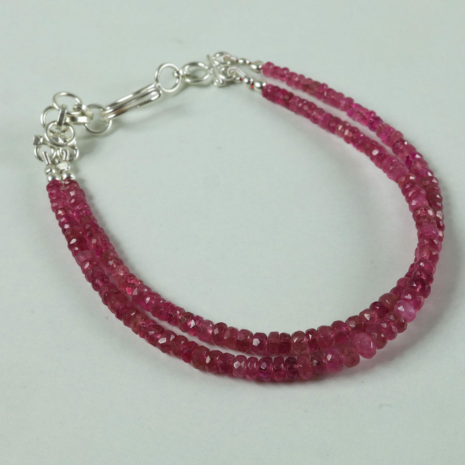 Natural Pink Tourmaline 92.5 Sterling Silver Bracelet (1 of 4)