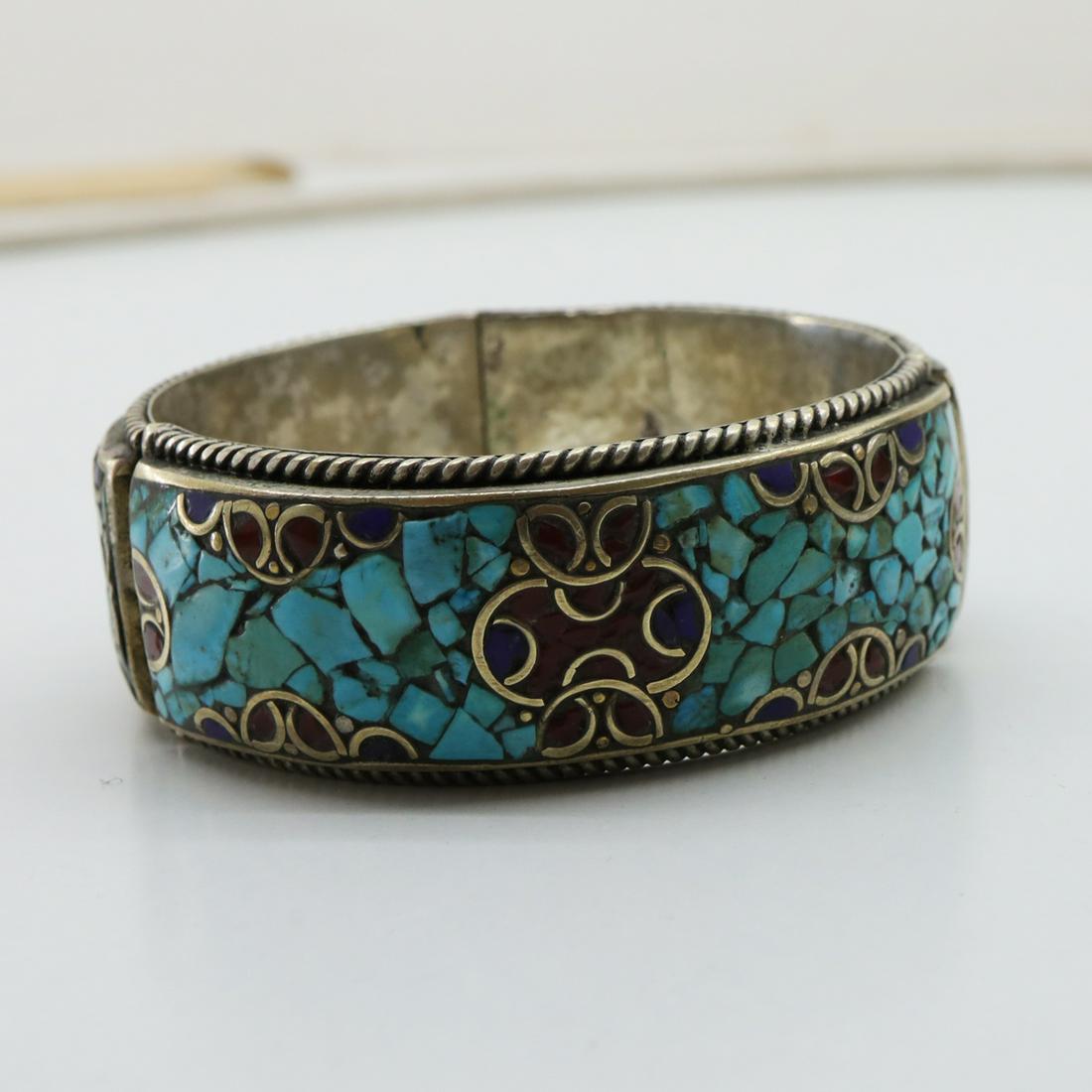 Turquoise & Coral Bohemian Handmade Bangle (1 of 5)
