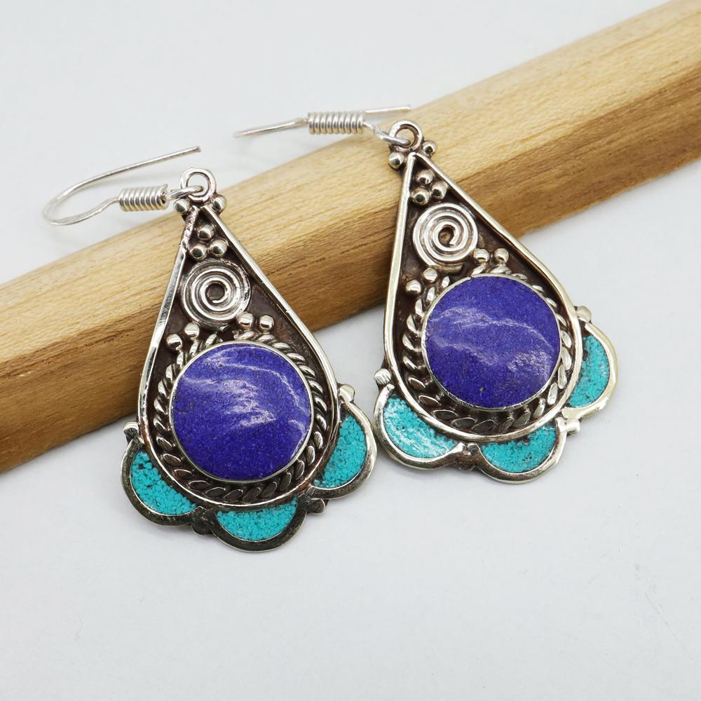 Dream Catcher Natural Lapis Lazuli Earrings (1 of 3)