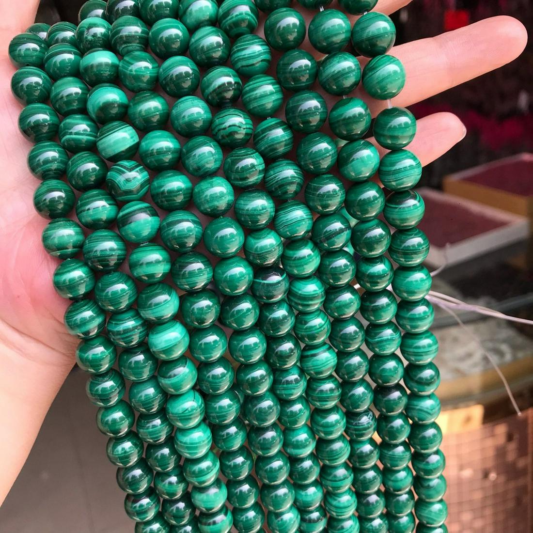 Natural Loose Round Malachite 8MM - 1 Line: Natural Malachite 8MM Beads.8mm approximate 45 pcs/full strand