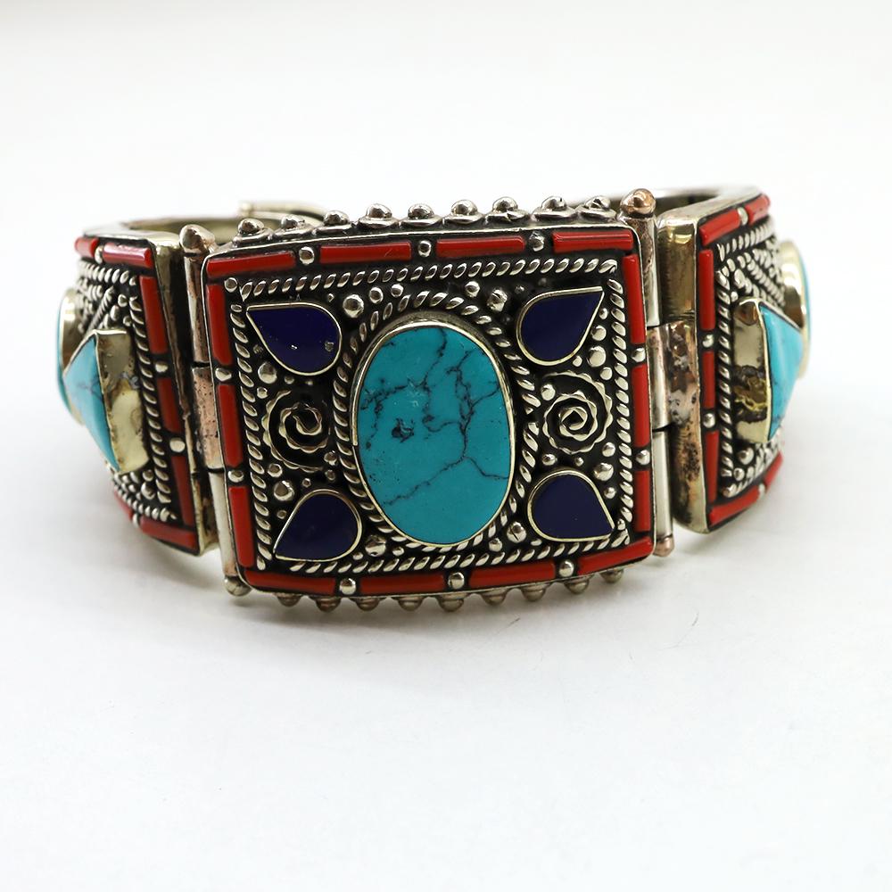 Turquoise & Coral Tribal Bohemian Handmade Bangle (1 of 6)