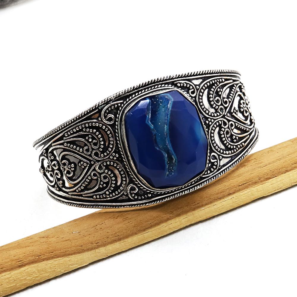 Hand-Carved Metal Druzy Handmade Bangle (1 of 3)