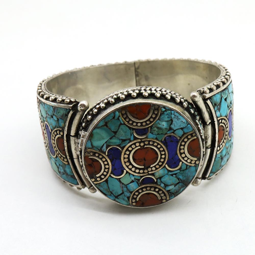 Old Turquoise & Coral Bohemian Handmade Bangle (1 of 6)