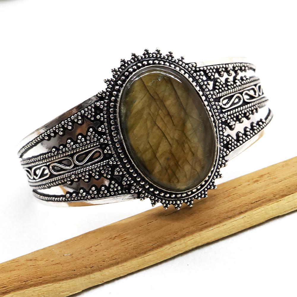 Hand-Carved Metal Labradorite Handmade Bangle (1 of 3)