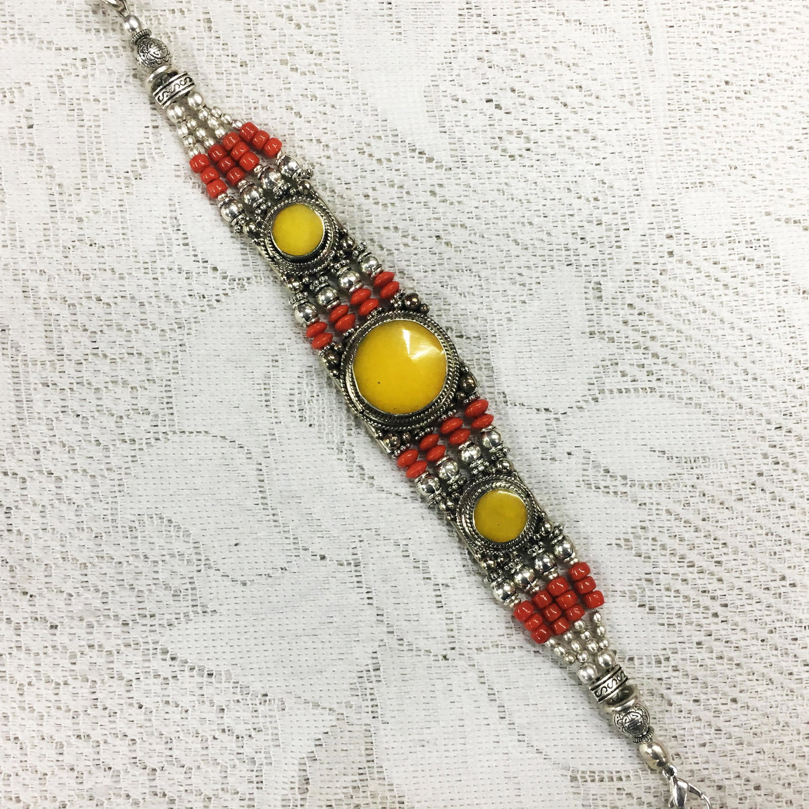 Gypsy Ethnic Amber Choker Handmade Bracelet: TIBETAN TURQUOISE & CORAL HANDMADE BRACELETWeight: 30 Gram ApproxGemstones: Turquoise & Coral, LapisBrand: HandmadeBracelet Length: 7 to 8 InchCountry/Region of Manufacture: Kathmandu/Nepal