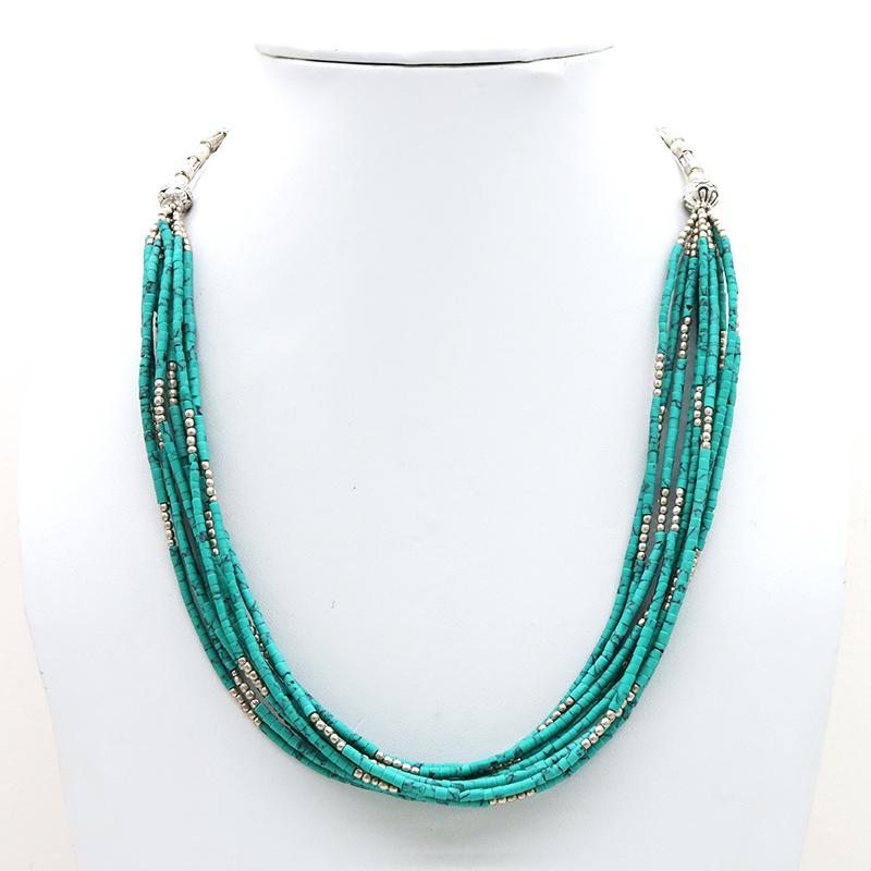 Tibetan Turquoise Multi Strand Handmade Necklace (1 of 4)