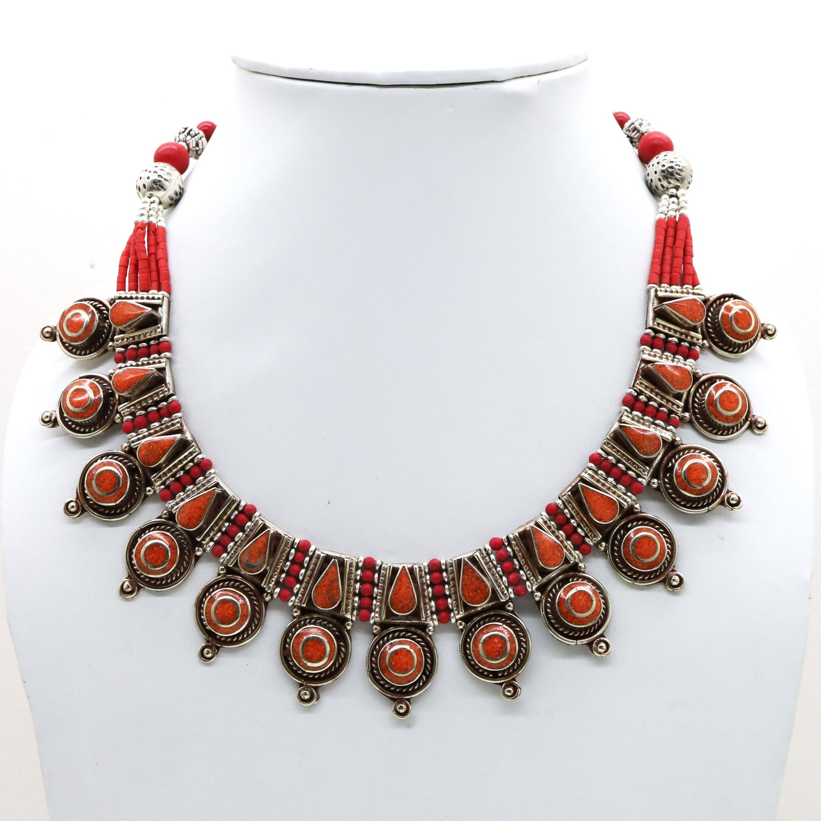 Royal Natural Coral Handmade Choker Necklace: Tibet Natural Stone Hand Made Turquoise, Coral & Lapis Necklace......This elegant Necklace was handcrafted in Tibet, the home of exquisite jewelry craftsmanship. It was skillfully made with large natu