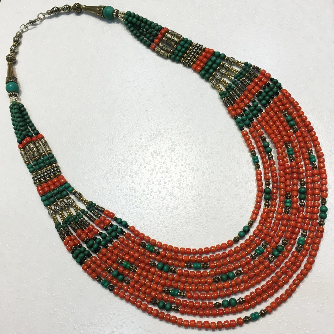 Tibetan Vintage Handmade Coral Long Necklace (1 of 2)