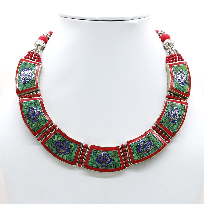 Tibetan Natural Turquoise Ethnic Chokar Necklace (1 of 4)