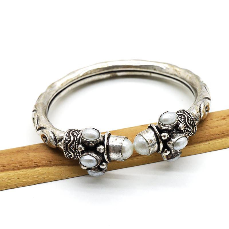 Indian Handmade Silver Coated Pearl Bangle (1 of 6)