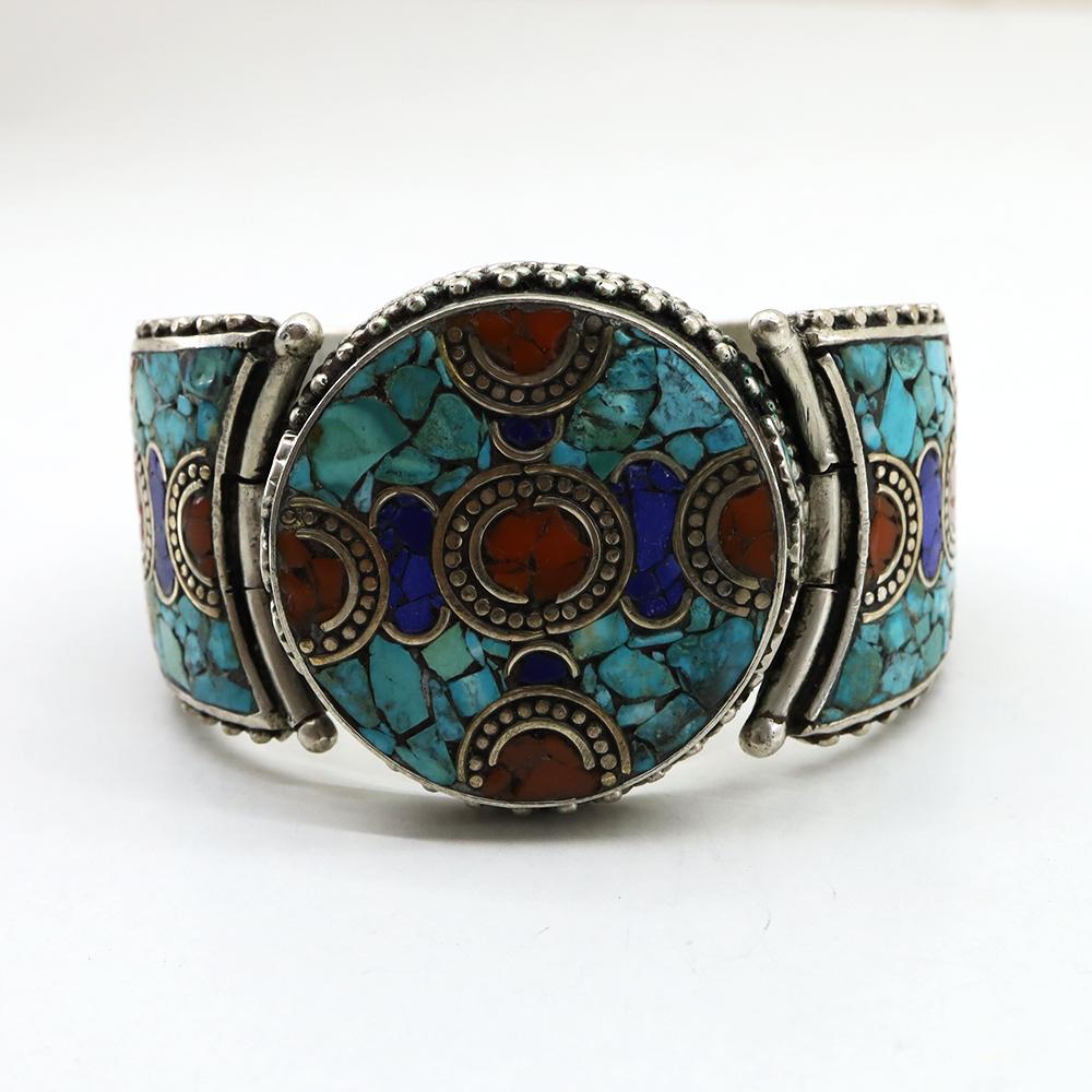 Old Turquoise & Coral Bohemian Handmade Bangle (1 of 6)