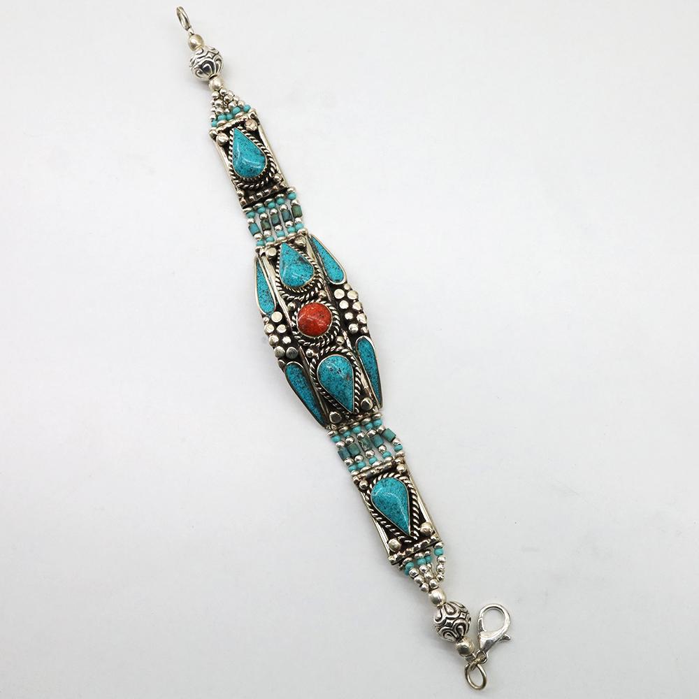 Tibetan Choker Handmade Turquoise Bracelet: TIBETAN TURQUOISE & CORAL HANDMADE BRACELETWeight: 30 Gram ApproxGemstones: Turquoise & Coral, LapisBrand: HandmadeBracelet Length: 7 to 8 InchCountry/Region of Manufacture: Kathmandu/Nepal