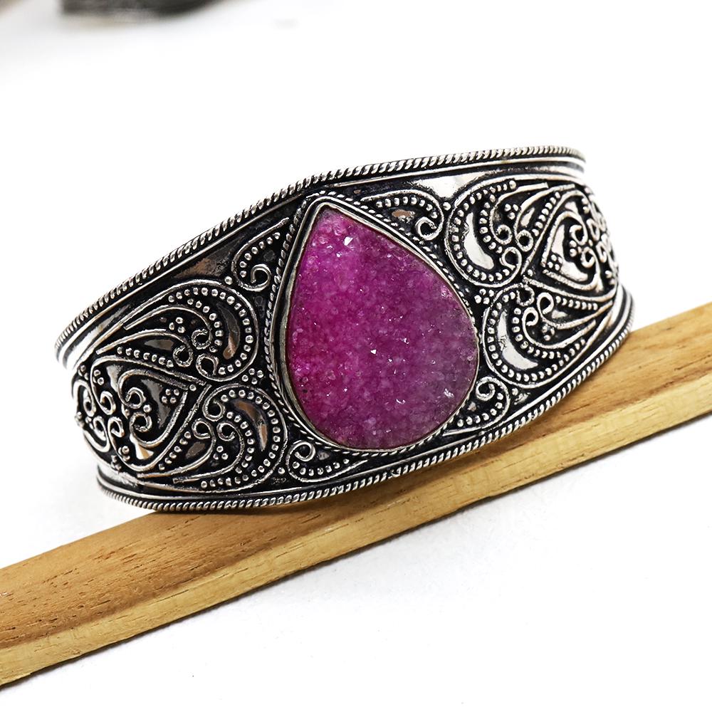 Hand-Carved Metal Druzy Handmade Bangle (1 of 3)