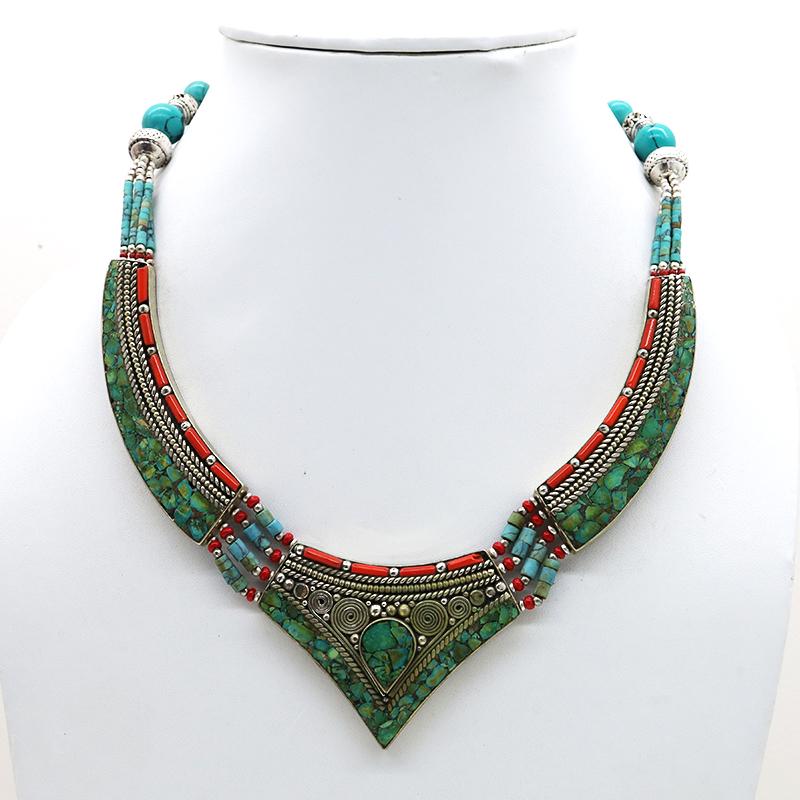 Tibetan Natural Turquoise Ethnic Chokar Necklace (1 of 4)
