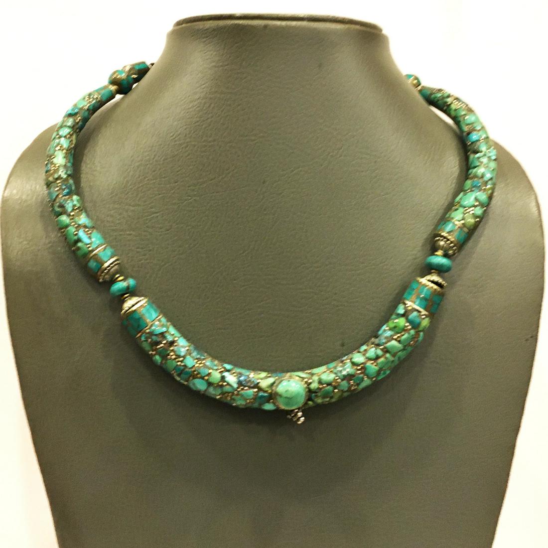 Rough Turquoise Handmade Choker Ethnic Necklace (1 of 2)