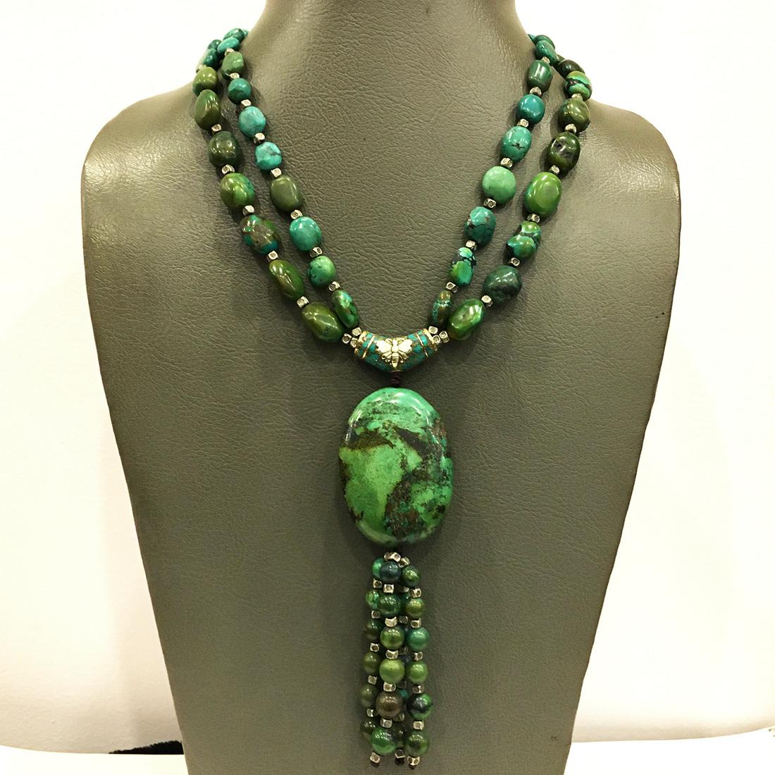 Rare Very Old Turquoise Handmade Beaded Necklace (1 of 2)