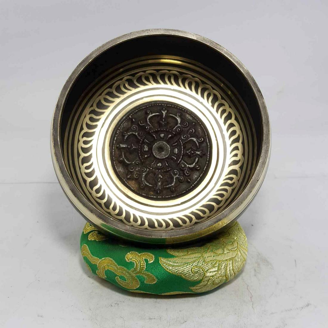 5" Double Dorje Embossed Singing Bowls - Brass (1 of 3)