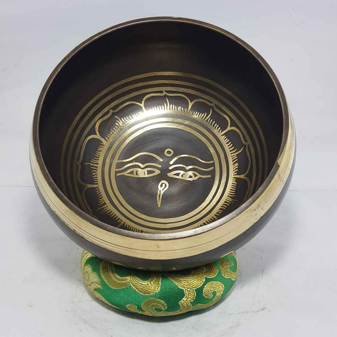 6" Buddha Eye Design Singing Bowls - Brass (1 of 3)