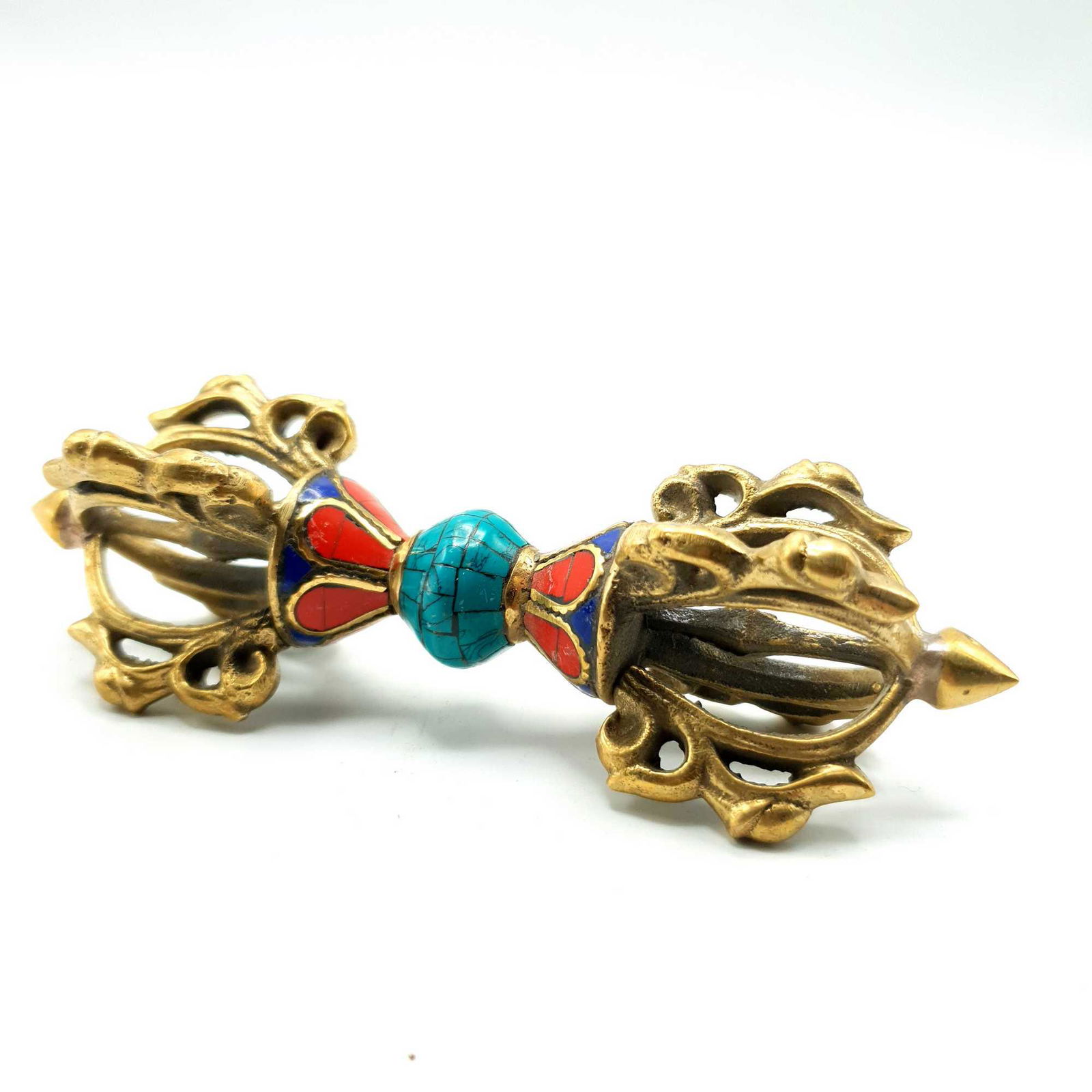 5 Inch - Vajra Dorje with Stone Setting - Brass (1 of 2)