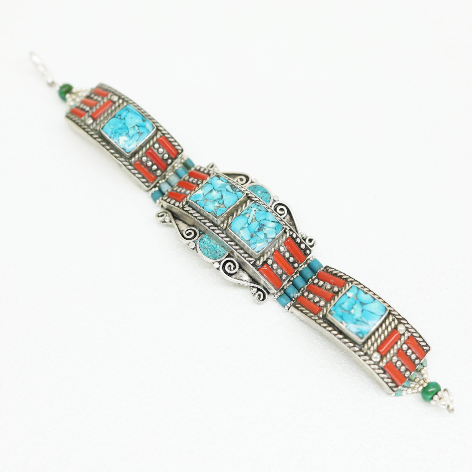 Gypsy Ethnic Antique Choker Handmade Bracelet: TIBETAN TURQUOISE & CORAL HANDMADE BRACELETWeight: 30 Gram ApproxGemstones: Turquoise & Coral, LapisBrand: HandmadeBracelet Length: 6 to 7 InchCountry/Region of Manufacture: Kathmandu/Nepal