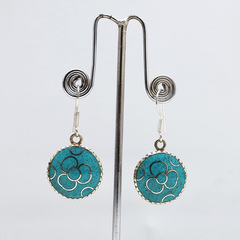 Tibetan Turquoise Handmade Ethnic Earrings: Tibetan Handmade Ethnic EarringsMain Stone: Turquoise, Coral & LapisMetal: Tibetan SilverMaterial: StoneBrand: HandmadeStyle: BohemianEthnic Origin: TibetanCountry/Region of Manufacture: Nepal