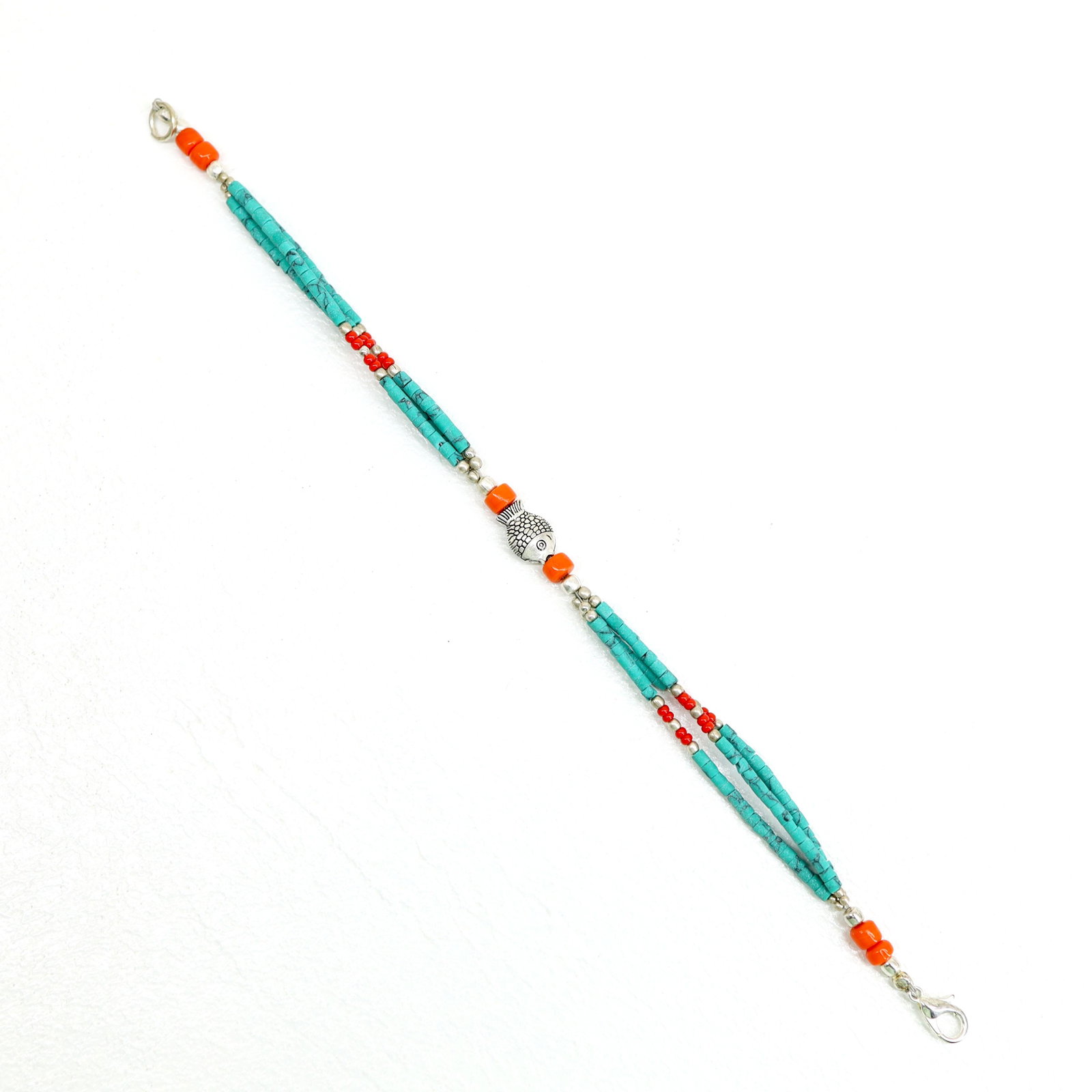 Tibetan Turquoise & Coral Handmade Beaded Bracelet: TIBETAN TURQUOISE & CORAL HANDMADE BRACELETWeight: 10 Gram ApproxGemstones: Turquoise & Coral, LapisBrand: HandmadeBracelet Length: 7 to 8 InchCountry/Region of Manufacture: Kathmandu/Nepal