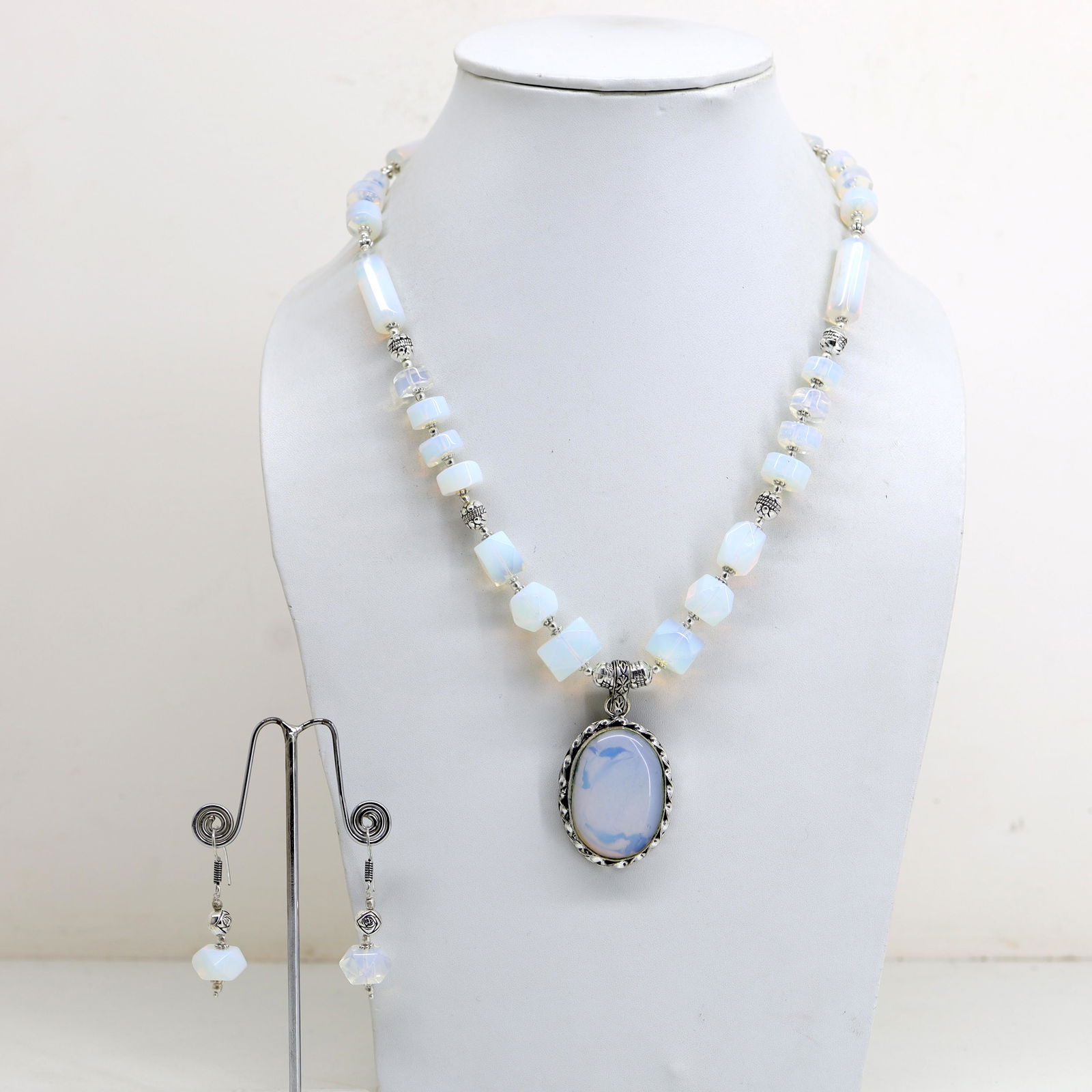 Natural Opal Handmade Necklace with Earrings (1 of 3)