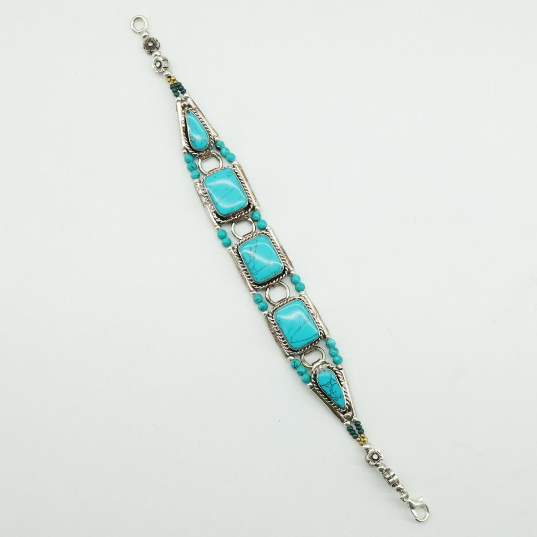 Ethnic Tibetan Turquoise Choker Handmade Bracelet: TIBETAN TURQUOISE & CORAL HANDMADE BRACELETWeight: 30 Gram ApproxGemstones: Turquoise & Coral, LapisBrand: HandmadeBracelet Length: 6 to 7 InchCountry/Region of Manufacture: Kathmandu/Nepal