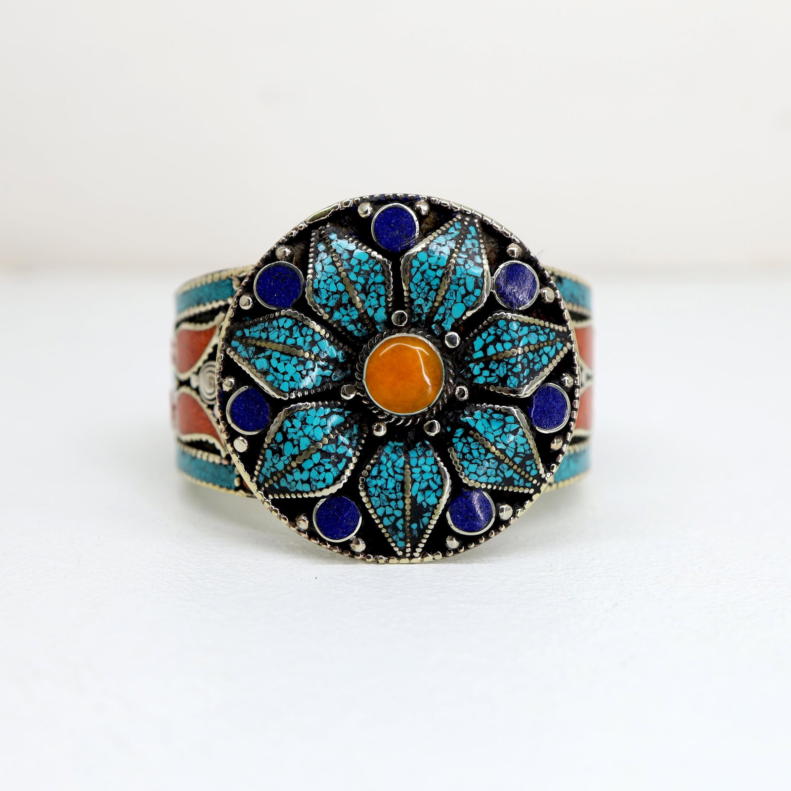 New Arrival - Turquoise & Coral Handmade Bangle (1 of 3)