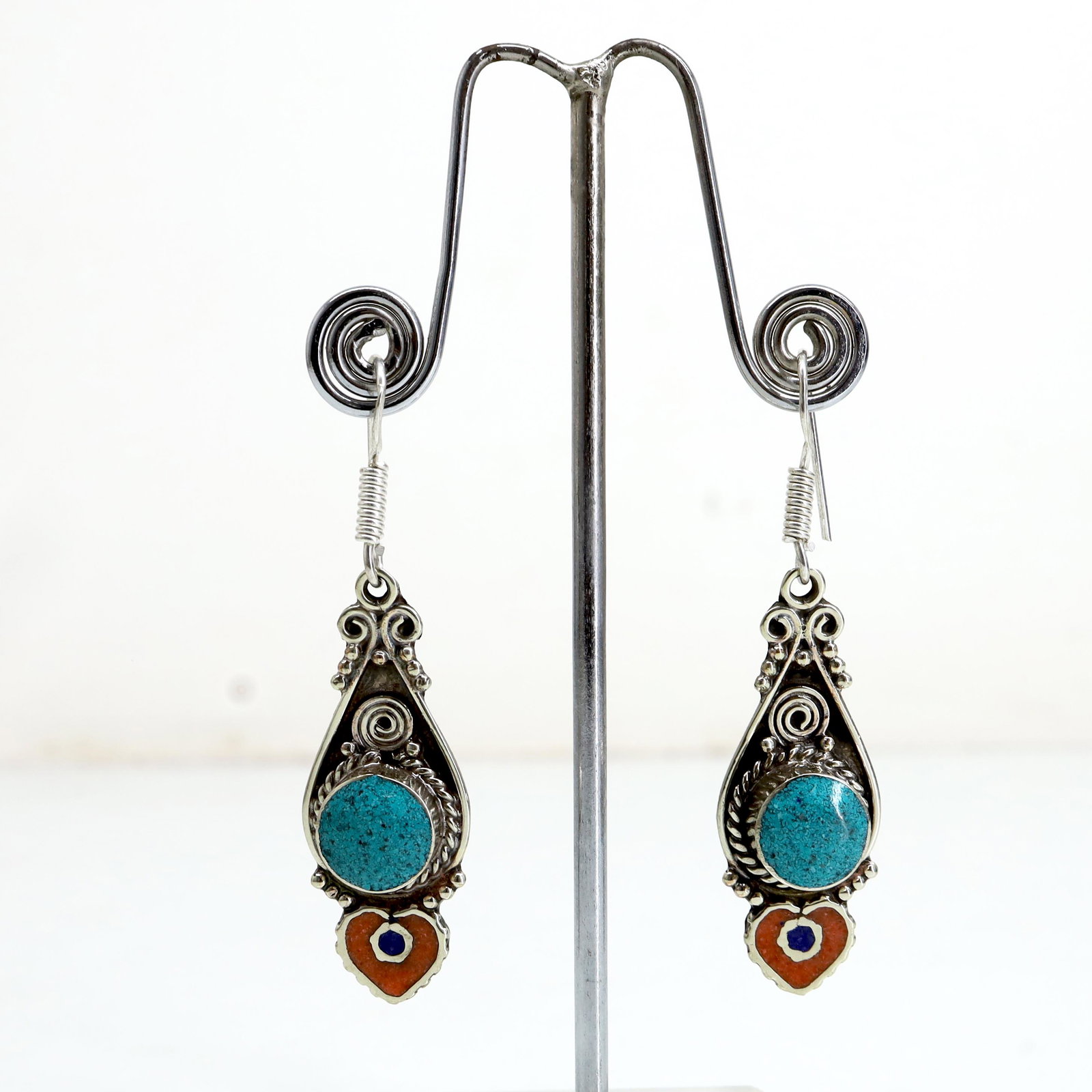 Tibetan Turquoise Ethnic Handmade Choker Earrings: Tibetan Handmade Ethnic EarringsMain Stone: LapisMetal: Tibetan SilverMaterial: StoneBrand: HandmadeStyle: BohemianEthnic Origin: TibetanCountry/Region of Manufacture: Nepal