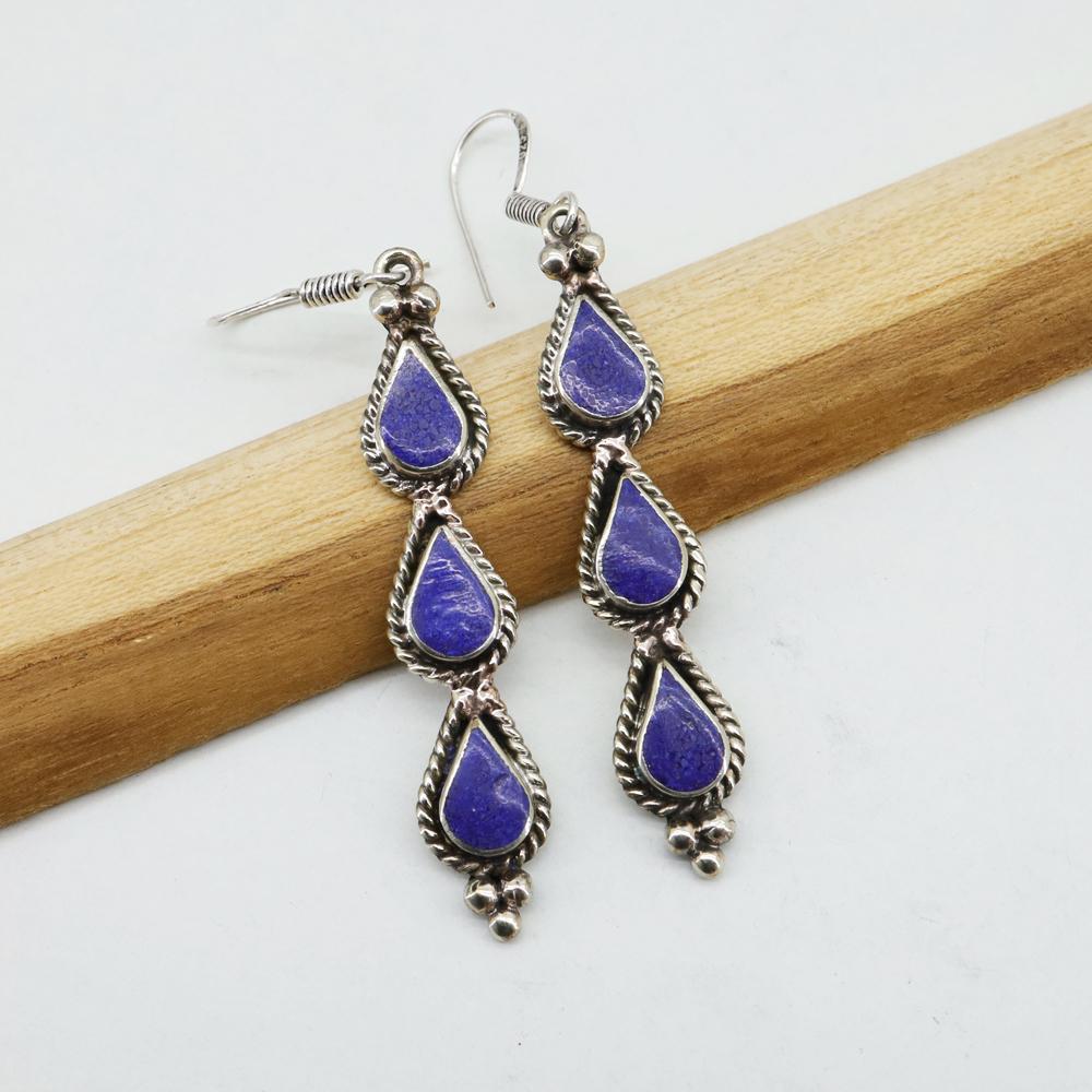 Tibetan Lapis Ethnic Handmade Choker Earrings: Tibetan Handmade Ethnic EarringsMain Stone: LapisMetal: Tibetan SilverMaterial: StoneBrand: HandmadeStyle: BohemianEthnic Origin: TibetanCountry/Region of Manufacture: Nepal