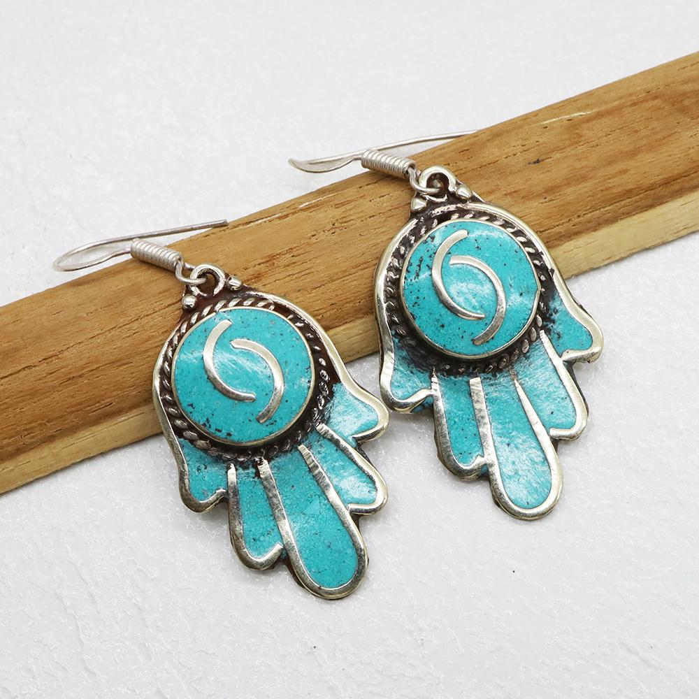 New Arrival - Tibetan Turquoise Handmade Earring: Tibetan Handmade Ethnic EarringsMain Stone: Turquoise, Coral & LapisMetal: Tibetan SilverMaterial: StoneBrand: HandmadeStyle: BohemianEthnic Origin: TibetanCountry/Region of Manufacture: Nepal