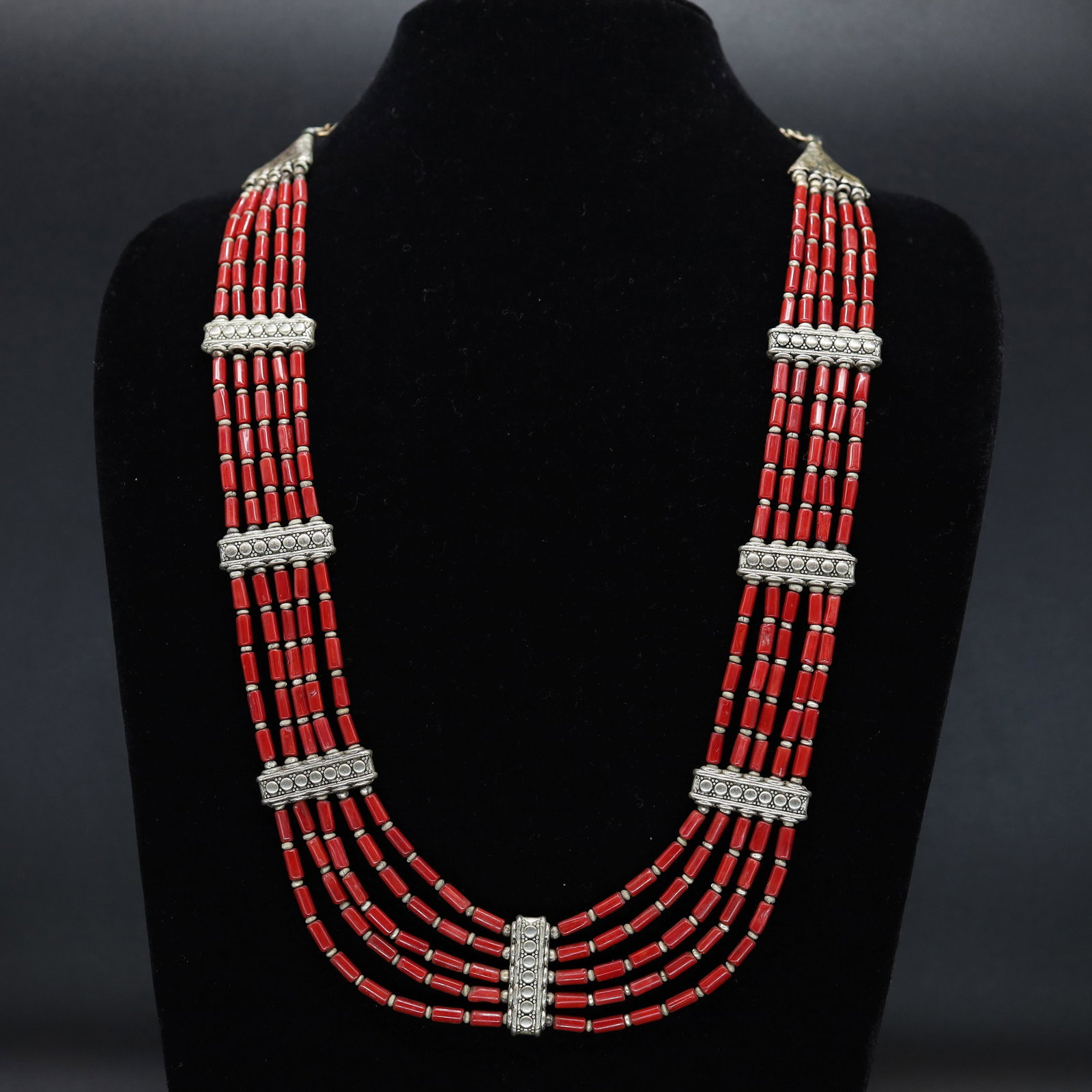 Old Natural Coral Beaded Ethnic Choker Necklace (1 of 3)