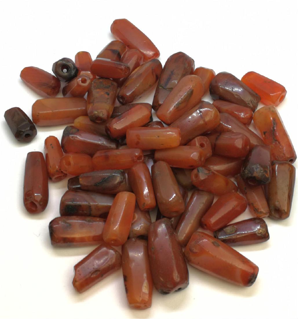 group of carnelian beads: group fo carnelian beads, length about 2cm to 3cm each , total 59pcs