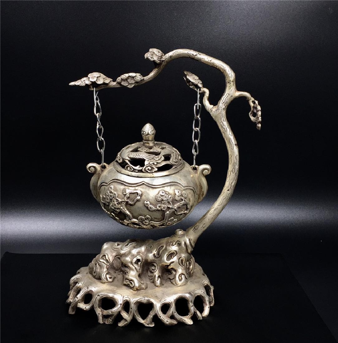 Chinese old silver Incense burner (1 of 9)