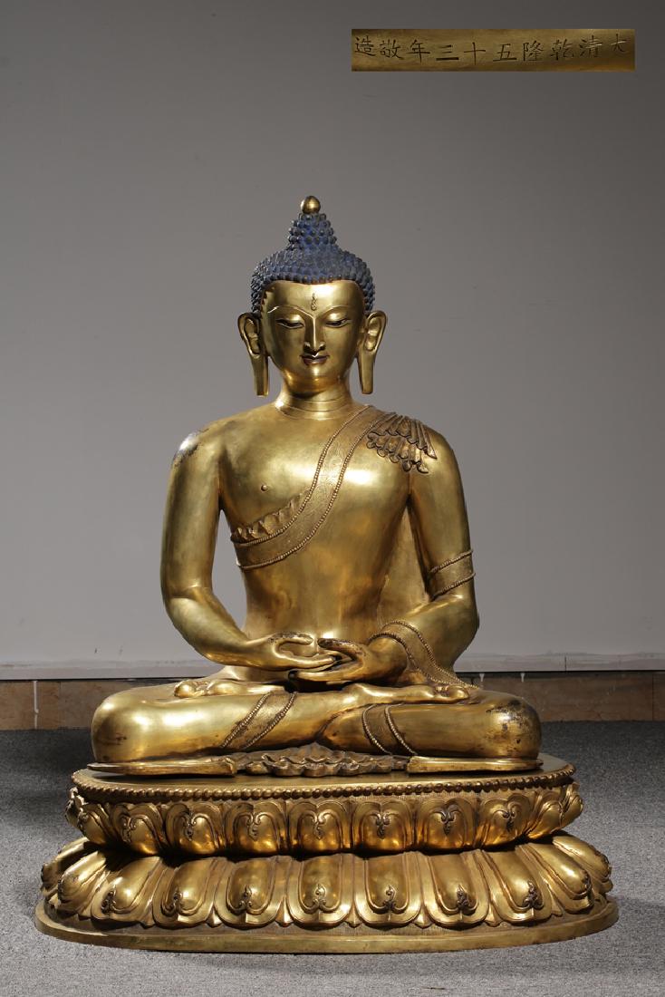 Large Chinese Qing Dynasty Gilt Bronze Buddha (1 of 12)